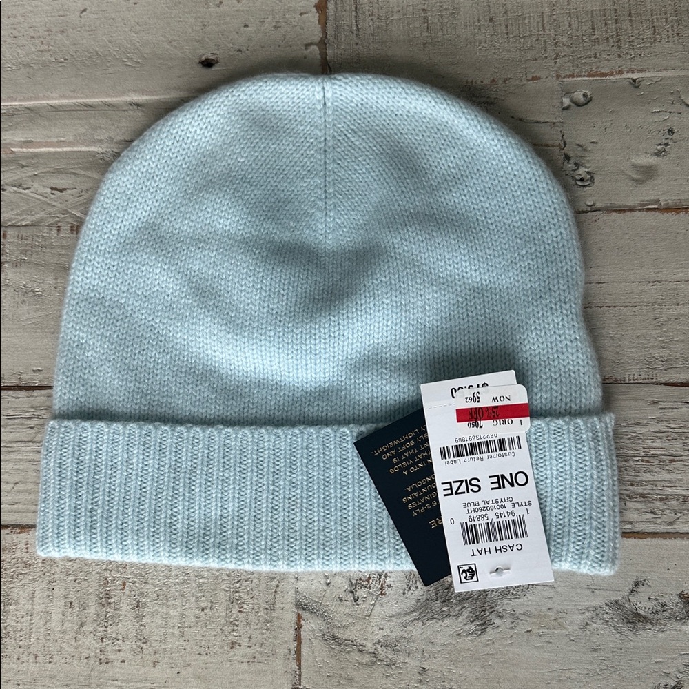 Charter Club Crystal Blue Cashmere Beanie - Picture 2 of 3
